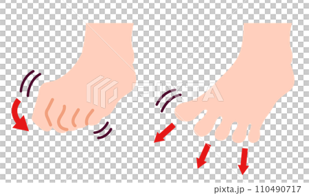 足指を丸める 伸ばす体操　イラスト 110490717