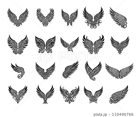 A collection of Celtic-style vector wings A collection of Celtic-style vector wings 110490766