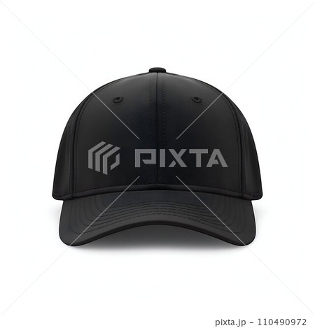 Black Baseball Cap Front View Isolated on a White Background. Generative ai Black Baseball Cap Front View Isolated on a White Background. Generative ai 110490972