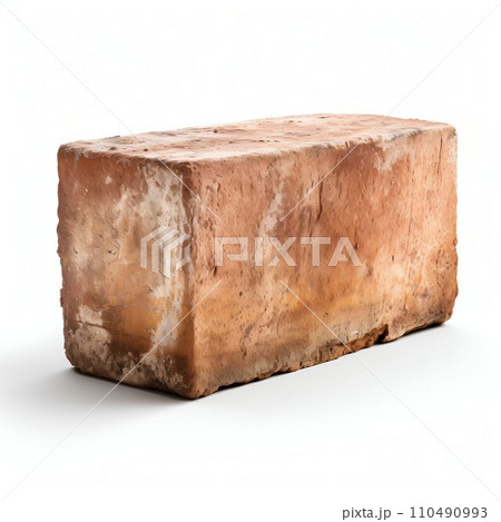 Aged Single Brick, Isolated View. Generative ai 110490993
