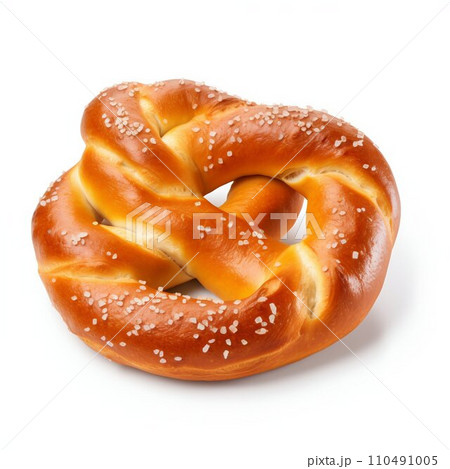 Soft Pretzel Twist Isolated on White Background. Generative ai 110491005