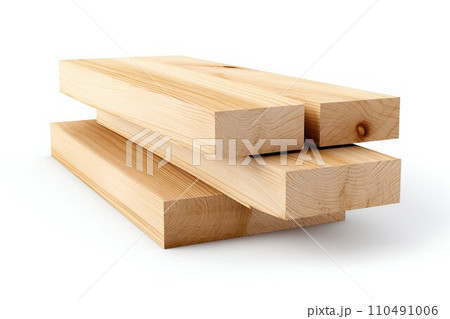 Stacked Wood Planks Isolated on White Background. Generative ai 110491006