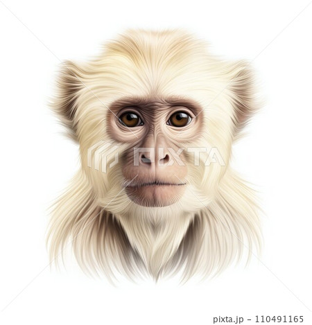 Monkey Bright Portrait Head Isolated on White Background. Generative ai 110491165