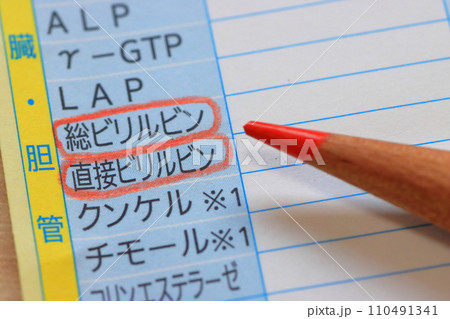 血液検査報告書(ビリルビンー黄疸の有無・疾病の種類) 血液検査報告書(ビリルビンー黄疸の有無・疾病の種類) 110491341