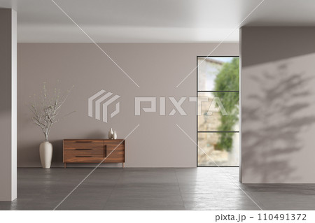 Interior with a warm atmosphere where you can enjoy calm relaxation with bright sunlight shining through. Interior with a warm atmosphere where you can enjoy calm relaxation with bright sunlight shining through. 110491372
