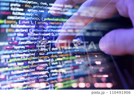 Coding background, Application development and code programming. Technology business computers concept Coding background, Application development and code programming. Technology business computers concept 110491906
