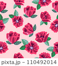 Seamless background with pink flowers 110492014