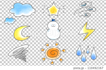 ゆるめシンプル天気セット　カラー　アナログ風 110492167