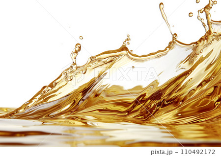 AI-generated content. Oil yellow splash white background.  110492172
