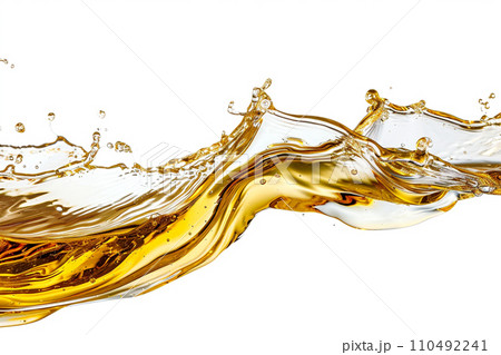 AI-generated content. Oil yellow splash white background.  110492241