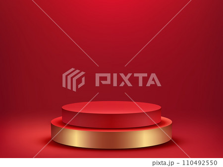3D Red and Gold Podium for Luxurious Chinese New Year Display 3D Red and Gold Podium for Luxurious Chinese New Year Display 110492550