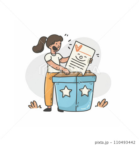 Happy Girl Putting vote in box vector 110493442