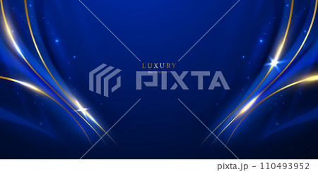 blue abstract background with luxury golden elements vector illustration 110493952