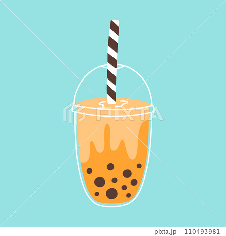 Hand drawn bubble tea isolated. Smoothies, bubble tea, bubble coffee. Vector illustration. 110493981