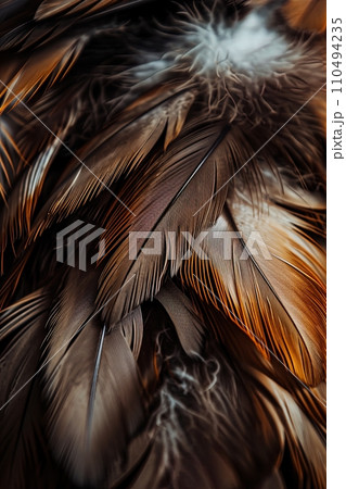 Intricate feather texture, ideal for nature and design themes. AI Generated. 110494235