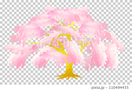 Golden weeping cherry tree 3ⅾ illustration Golden weeping cherry tree 3ⅾ illustration 110494435