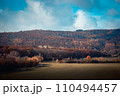 Autumn view of the Pyrenean mountains in Poland concept photo. Beautiful views in Polish countryside. 110494457