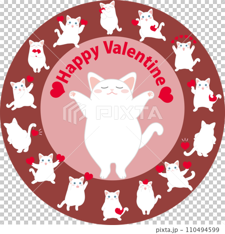 跳舞貓_情人節_套裝框架_圓形_巧克力色 110494599