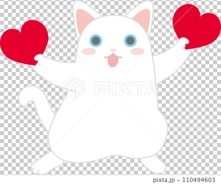 Nyanko_Valentine_白貓雙手捧心跳舞 110494603