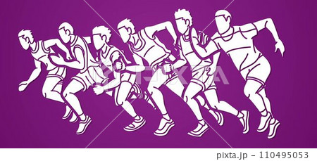 Start Running Men Runner Action Jogging Together Cartoon Sport Graphic Vector Start Running Men Runner Action Jogging Together Cartoon Sport Graphic Vector 110495053