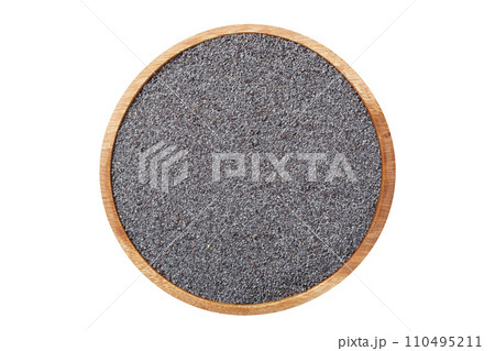 Bowl of poppy seed isolated on white background 110495211