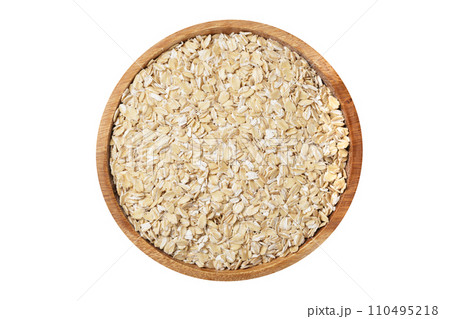 Bowl of oats isolated on white background 110495218