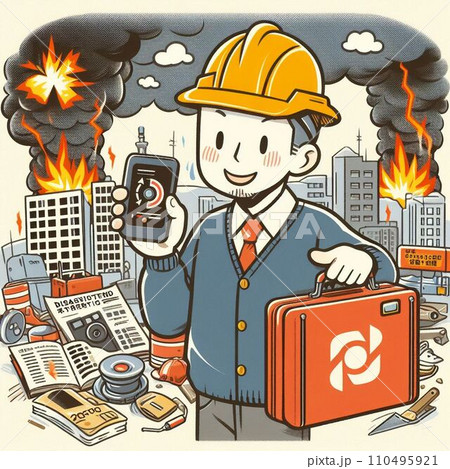災害アイテムで人命救助するイラスト 110495921