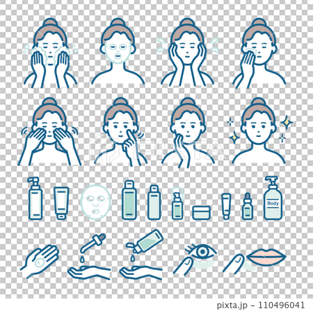 スキンケアイラストセット スキンケアイラストセット 110496041