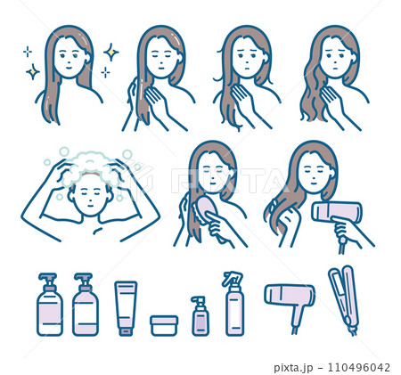 女性のヘアケアと悩み 110496042