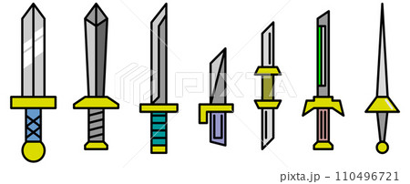 対決や決闘で使われる刀やソードの武器のイラスト 対決や決闘で使われる刀やソードの武器のイラスト 110496721