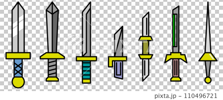 対決や決闘で使われる刀やソードの武器のイラスト 対決や決闘で使われる刀やソードの武器のイラスト 110496721