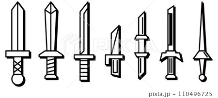 対決や決闘で使われる刀やソードの武器のイラスト 対決や決闘で使われる刀やソードの武器のイラスト 110496725