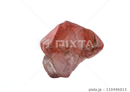 macro mineral stone quartz pink on a white background 110496813