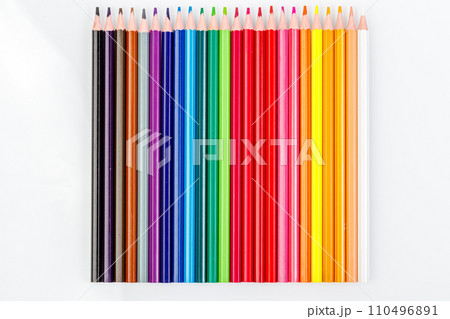 macro multicolored pencils on a white background macro multicolored pencils on a white background 110496891