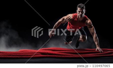 Agility on the Battle Ropes. sportsman...のイラスト素材 [110497065] - PIXTA