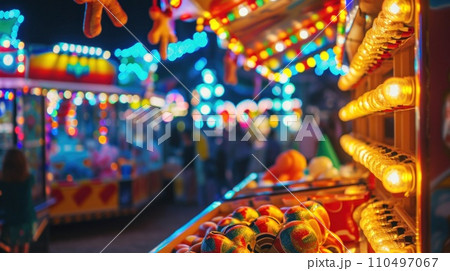 Carnival Games Under Glowing Lights with copy space 110497067