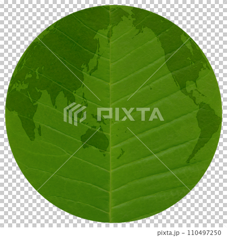 Green Gaia drawn on a leaf with beautiful veins (vertical axis) Green Gaia drawn on a leaf with beautiful veins (vertical axis) 110497250