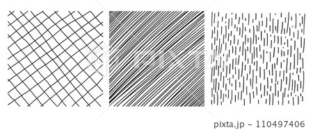Set of textures with different hand drawn squares patterns. Pencil lines on white background. Set of textures with different hand drawn squares patterns. Pencil lines on white background. 110497406