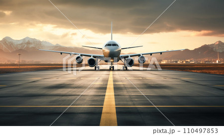 空港に着陸する飛行機 110497853