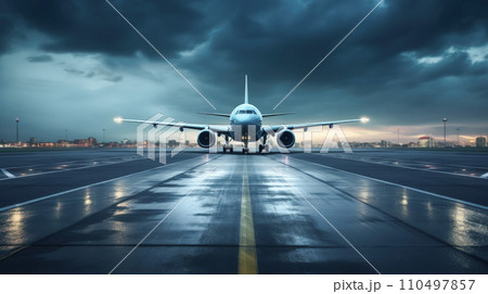 空港に着陸する飛行機 空港に着陸する飛行機 110497857