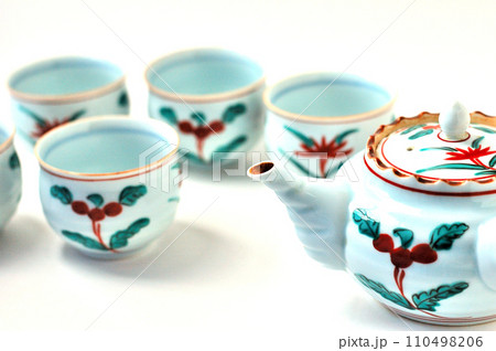 美濃焼赤絵の湯呑みセット 110498206