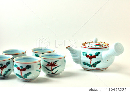 美濃焼赤絵の湯呑みセット 110498222