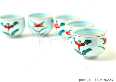 美濃焼赤絵の湯呑みセット 110498223