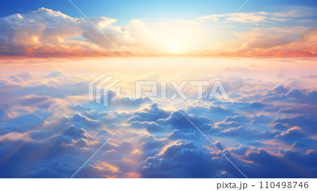 夕日に照らされた雲海 夕日に照らされた雲海 110498746