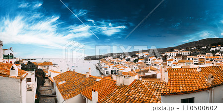 Cadaques, Province Of Girona, Catalonia, Spain. Panoramic View Cityscape 110500602