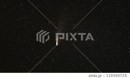 18 July 2020. Comet Neowise C2020F3 In Night Starry Sky. Natural Night Sky Background. 4K Timelapse Time lapse 110500729