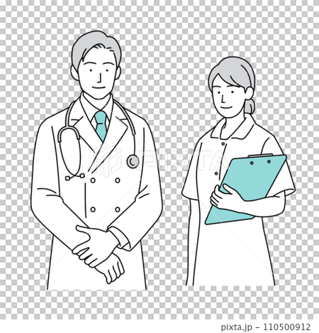 Doctor and nurse character illustration 110500912