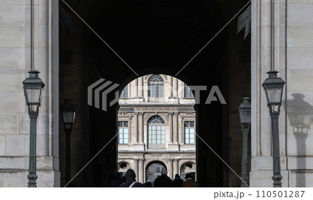 Archway to the Louvre courtyards. Archway to the Louvre courtyards. 110501287