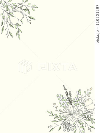 線画で描かれた淡い清楚な花のフローラルな背景 110501297