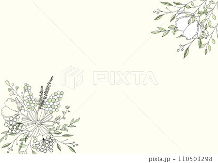 線画で描かれた淡い清楚な花のフローラルな背景 110501298
